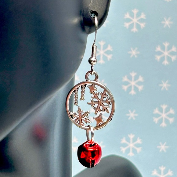 Handmade Sterling Silver Snowflake Jingle Bell Earrings! - Picture 5 of 5